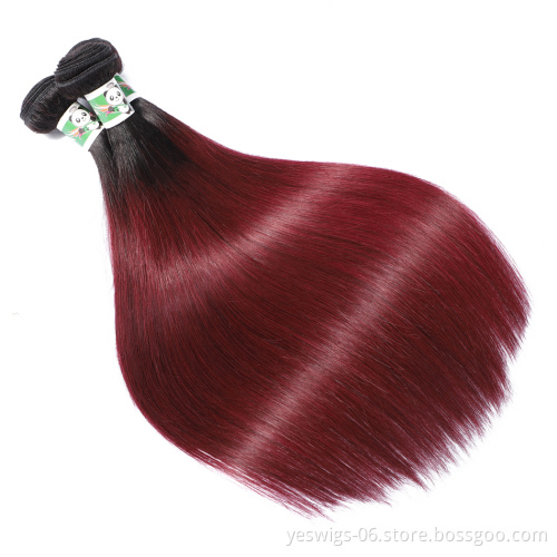 Pre Colored Ombre Human Hair Bundles Wholesale 10A Quality Cuticle Aligned Virgin 1b-99j Ombre Brazilian Human Hair Extension